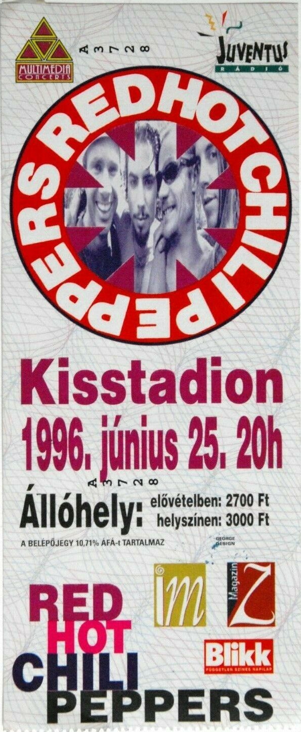 June 25, 1996 · Kisstadion, Budapest, Hungary · RHCP Live Archive
