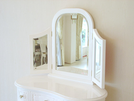 プリンセスドレッサー 薔薇の彫刻 スーパーホワイトグロス色