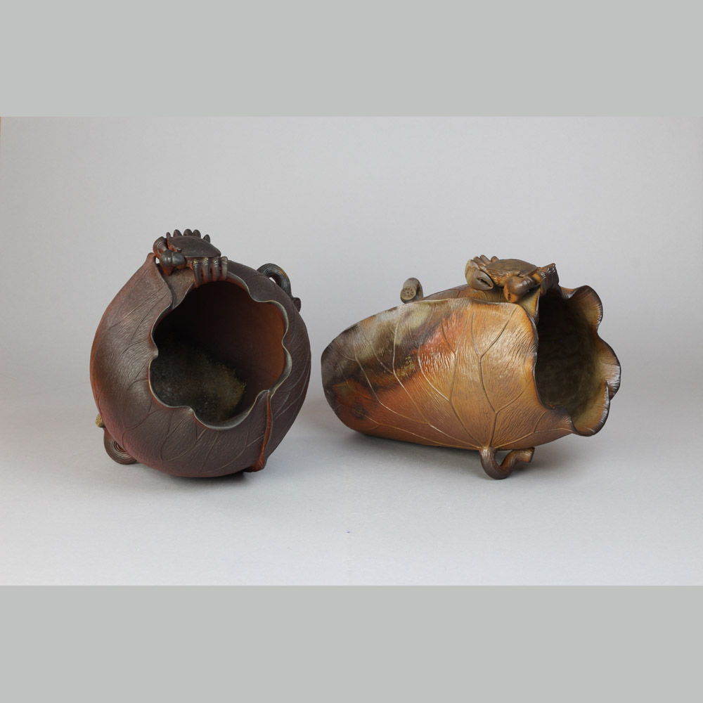 備前焼 小西陶古 蓮と蟹シリーズ 酒器セット 共箱 備前焼 小西陶古 蓮