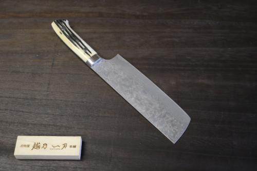 佐治武士 作 菜切 170mm R2(SG-2) 積層鋼 黒仕上 白鹿角ハンドル