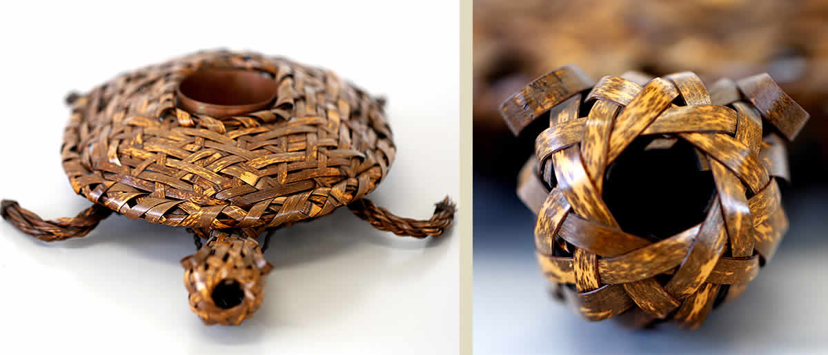 一点限り】 おめでたい虎竹亀型水盤 | 虎斑竹専門店 竹虎