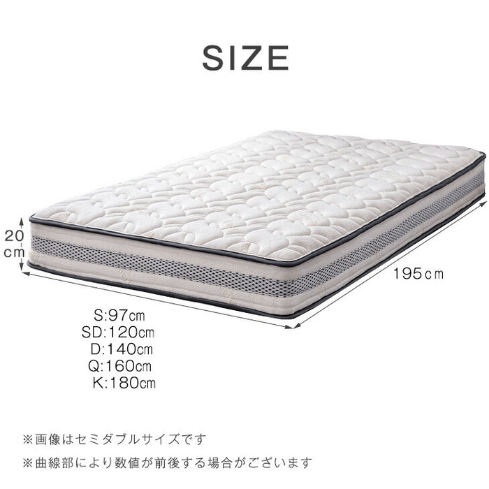 ダブル］爽快4Dメッシュ ポケットコイルマットレス 厚み20cm