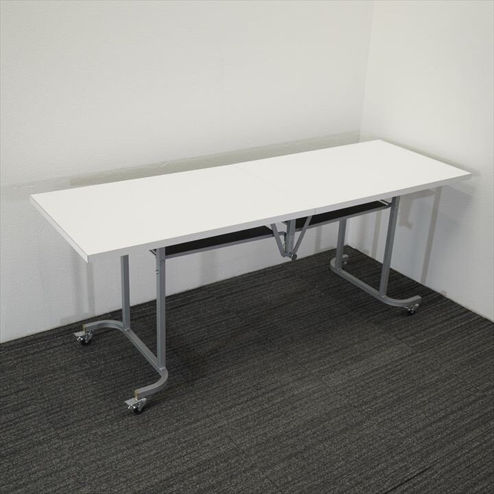 中折テーブル W1800 D600 H700 ホワイト- 中古オフィス家具の専門店-天下一