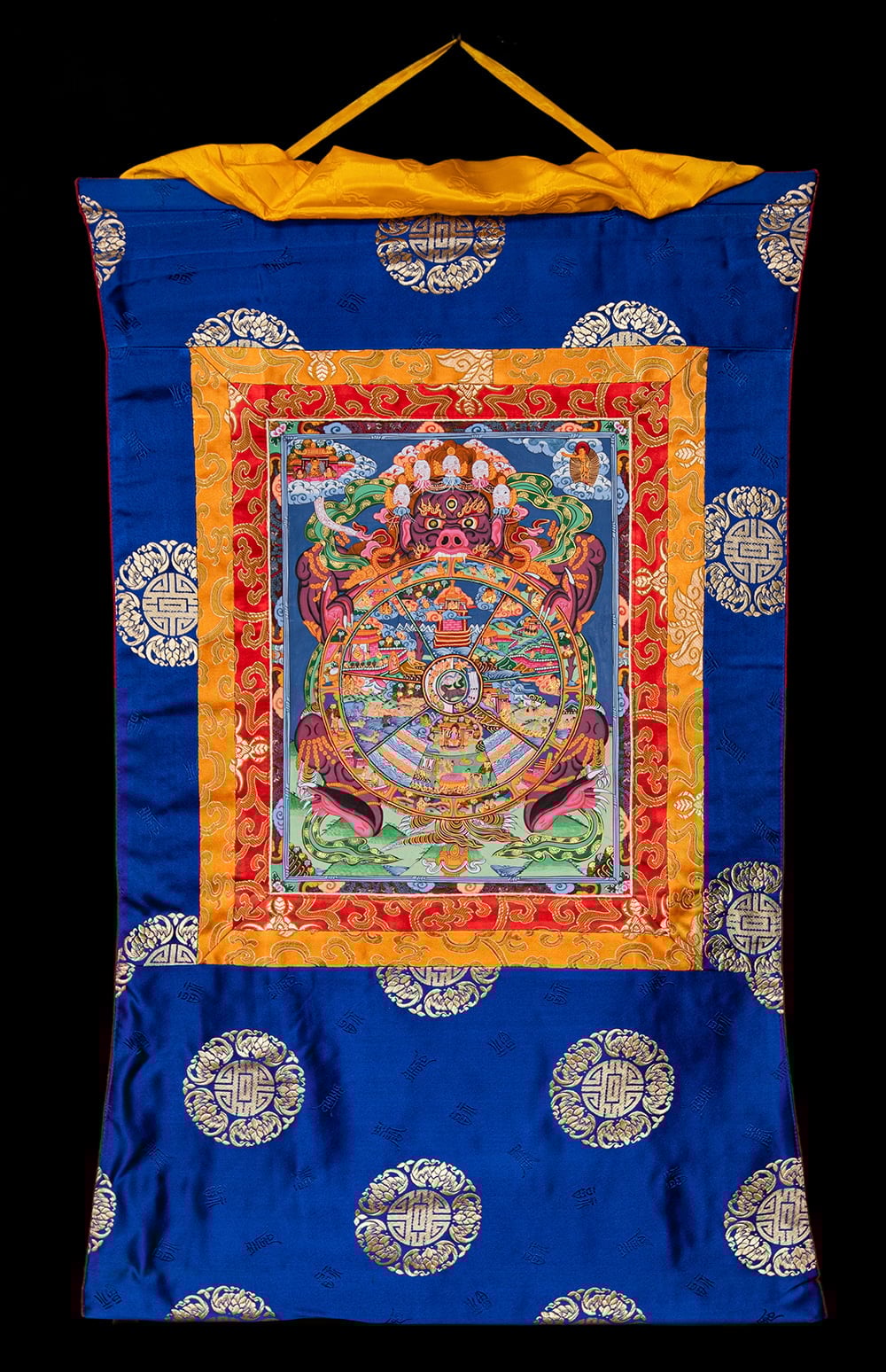 一点物〕装丁付肉筆仏画（タンカ） - 六道輪廻図 の通販[送料無料