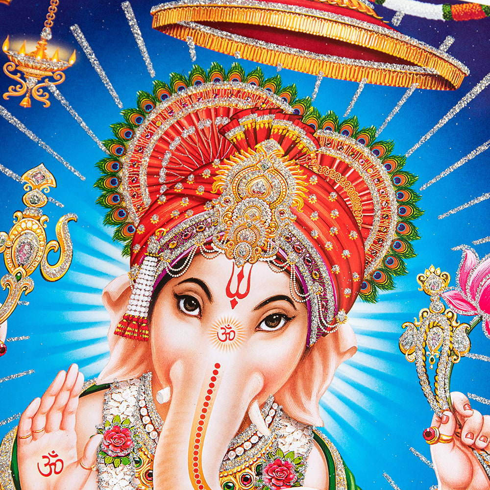 約40.5cm×約30.5cm〕輝くラメ入り・インドのヒンドゥー神様ポスター