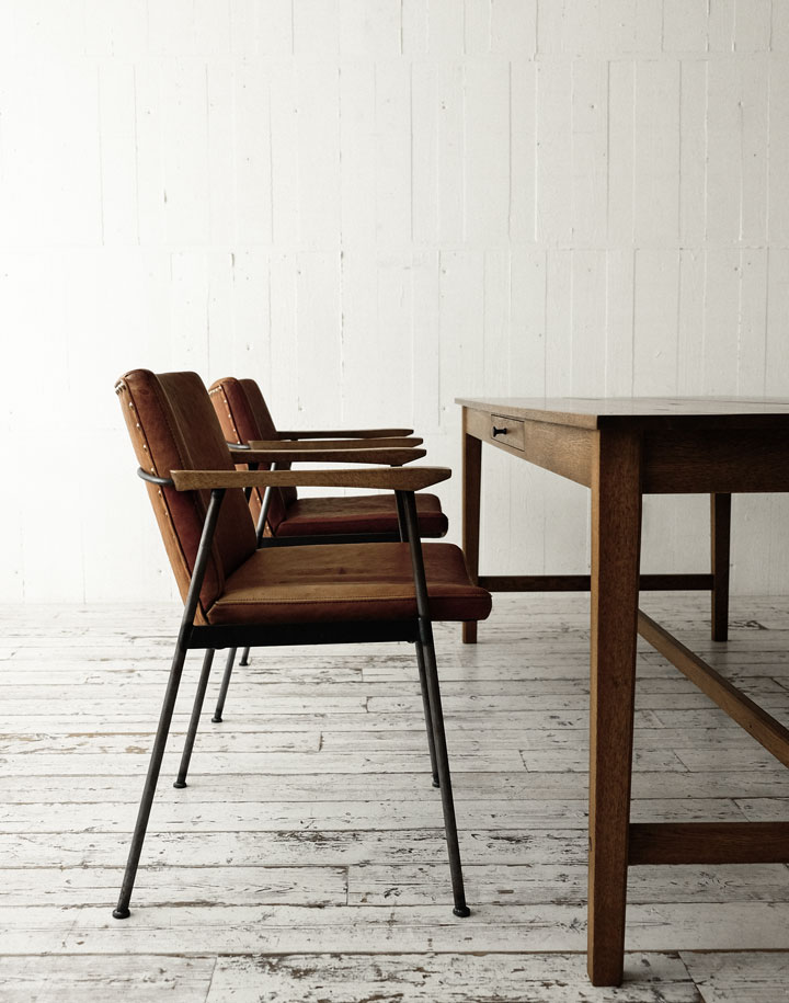 FURROWED-LEATHER ARM DINING CHAIR | TRUCK FURNITURE