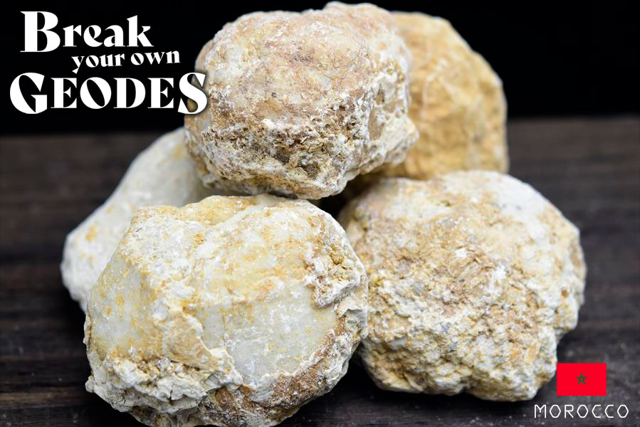 割れていないジオード モロッコ産 Mサイズ｜ジオードクラッキング
