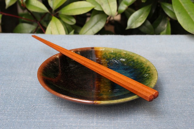 島根県松江市の袖師窯（尾野友彦）の緑釉掛分皿5寸 うつわ家膳｜人気