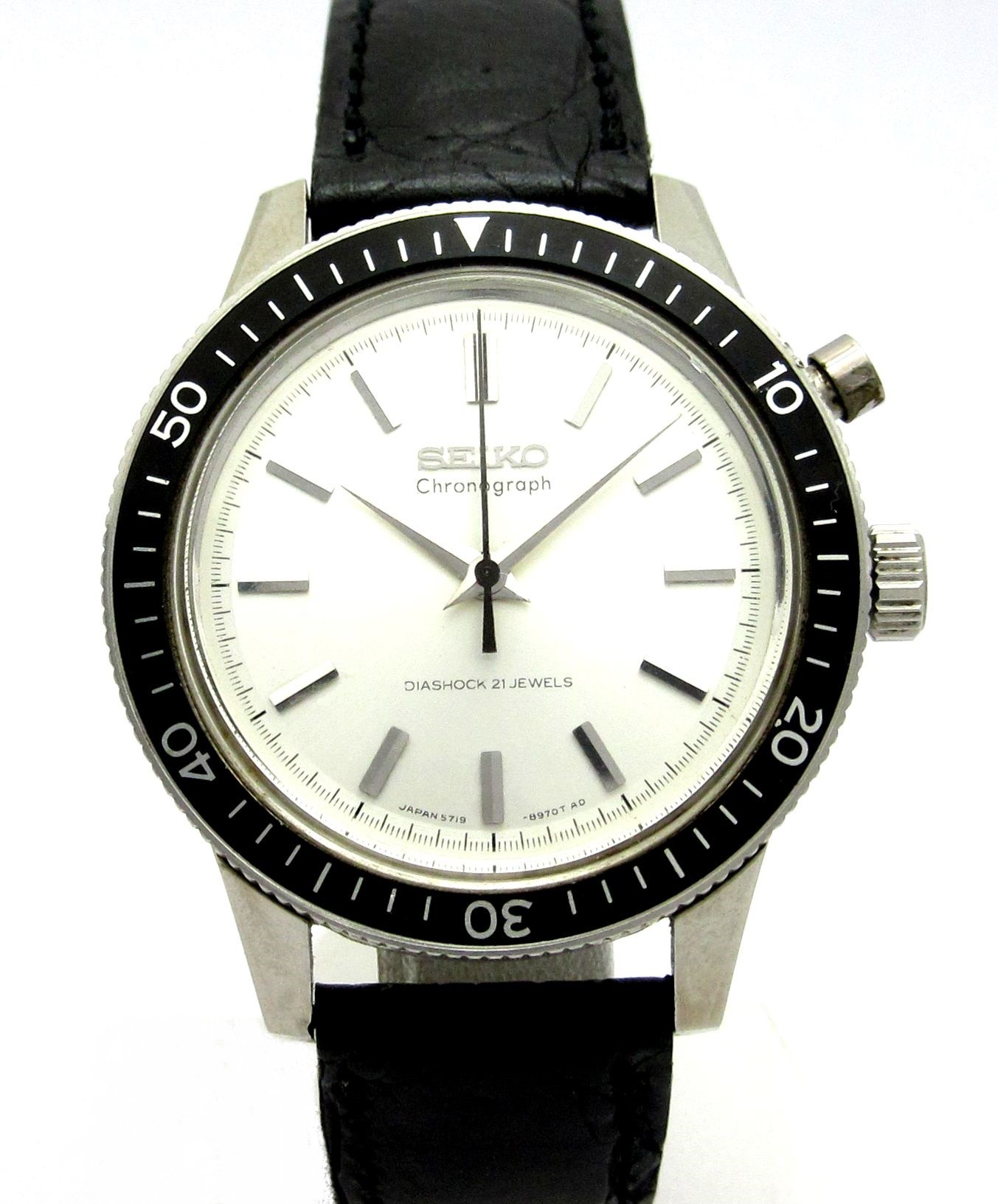 セイコー ”ワンプッシュクロノ 2nd” ノンデイト Ref.5719-8980 黒色