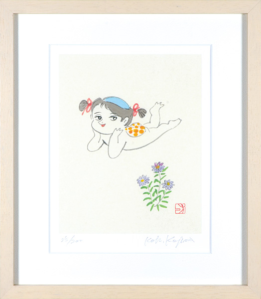 小島功 カッパ 木版画【水ぬるむ】かっぱCM 黄桜 小島功 カッパ 木版画