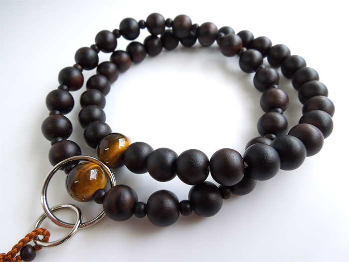 縞黒檀素挽三万浄土虎目石仕立 お数珠の安田念珠店へ｜総本山御用達