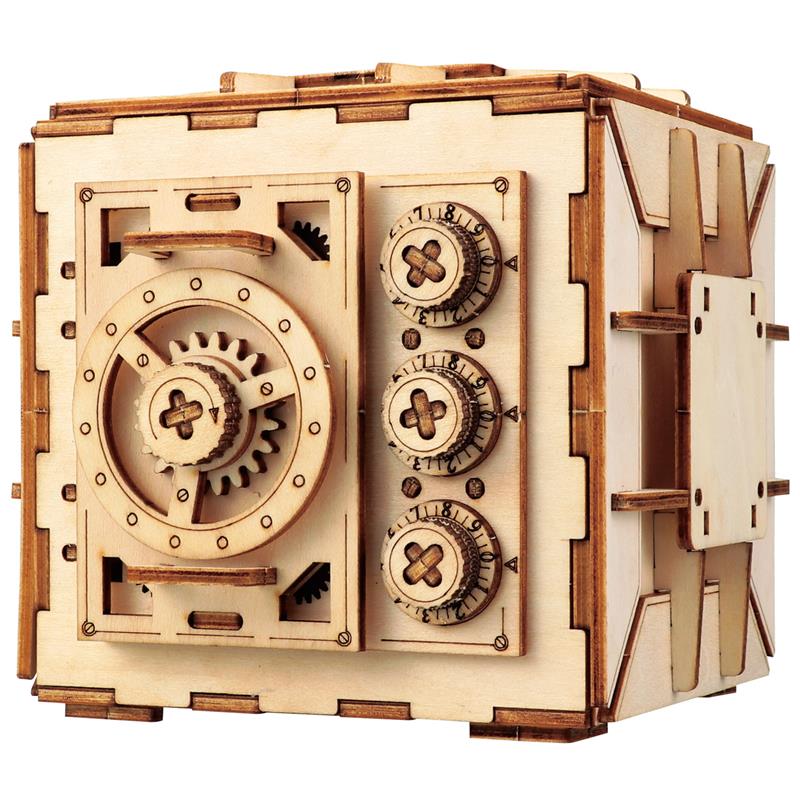 木製ダイヤル式 金庫型貯金箱 クラフトキット | ゆめ画材