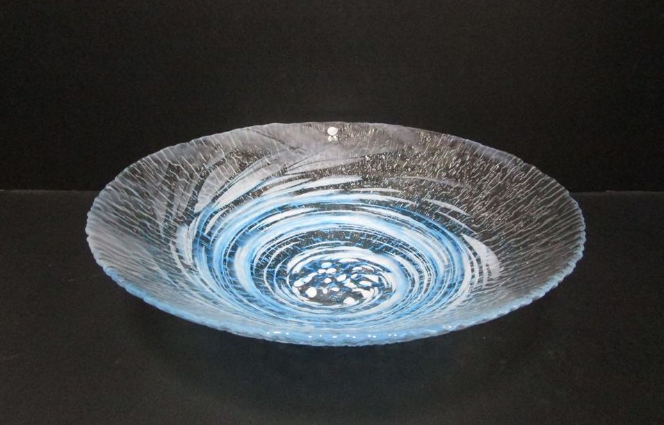 ガラス花器 渦水盤 スカイブルー G-101 - 花器ギャラリー 裕器