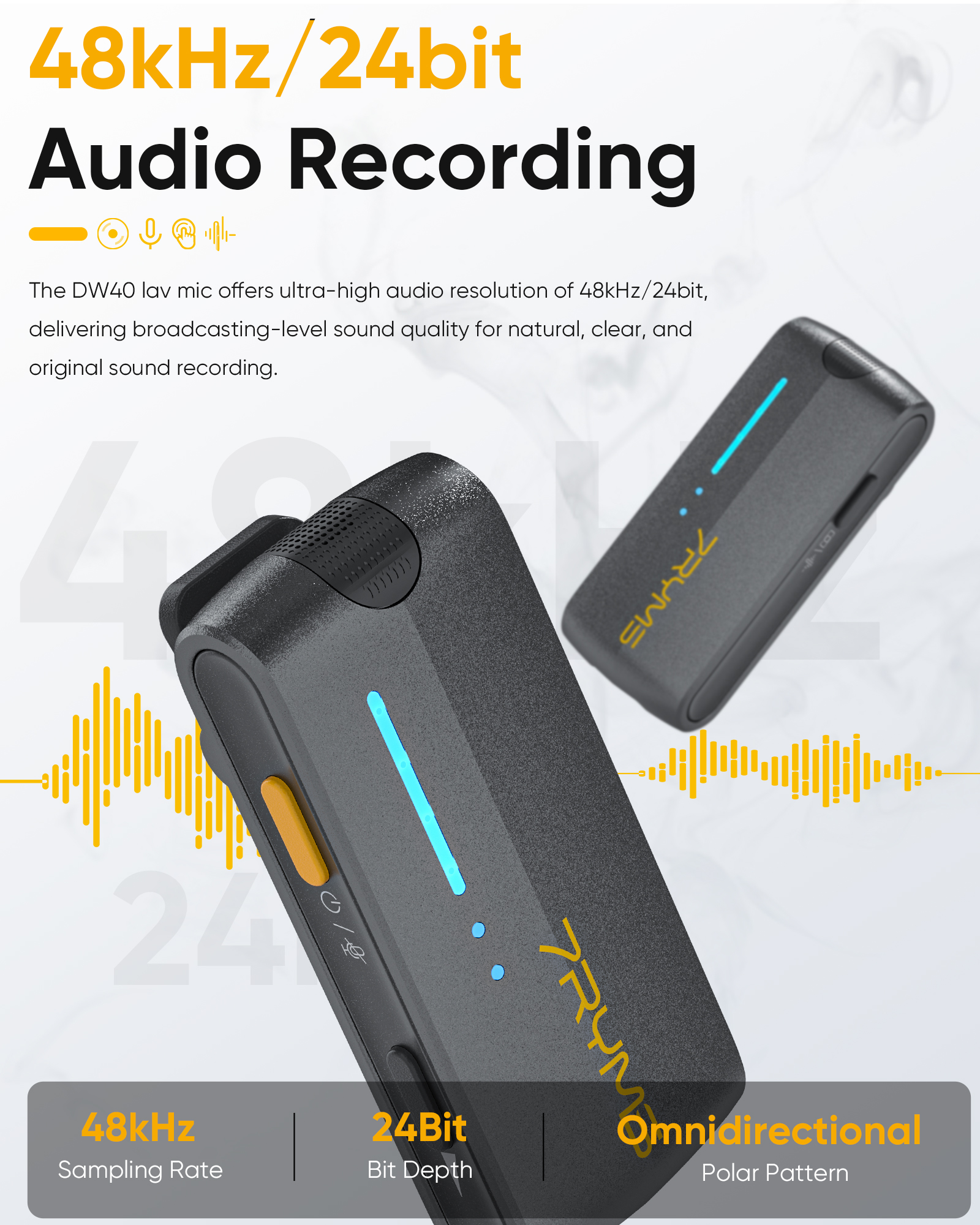 7RYMS iRay DW40 4 チャンネル ミニワイヤレスマイク 4 オーディオ