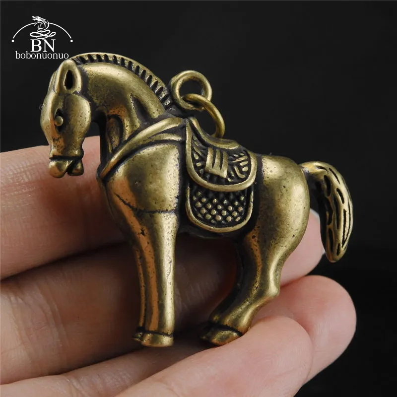 ヴィンテージ真鍮の魔女の馬,小さなデスクトップの装飾,純粋な銅の動物