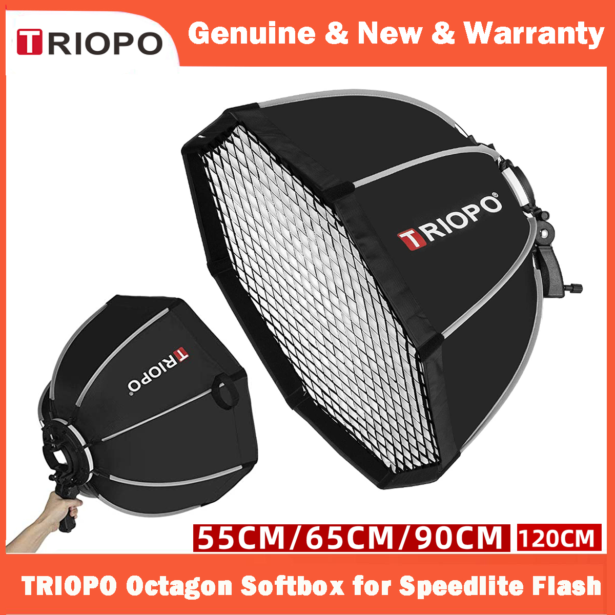 TRIOPO 55cm 65cm 90cm 120cm Foldable Octagon Softbox S Bracket
