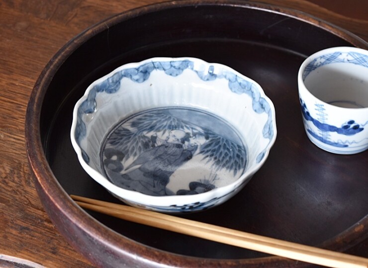 古伊万里片口（径17cm）酒器竹林賢人図