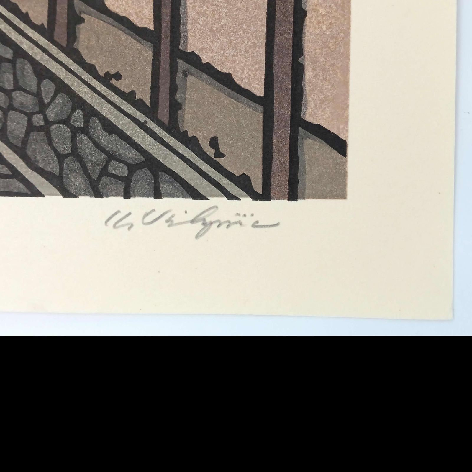 真作]創作版画 西嶋勝之先生木版画「立秋」サインあり 無限定 ☆送料