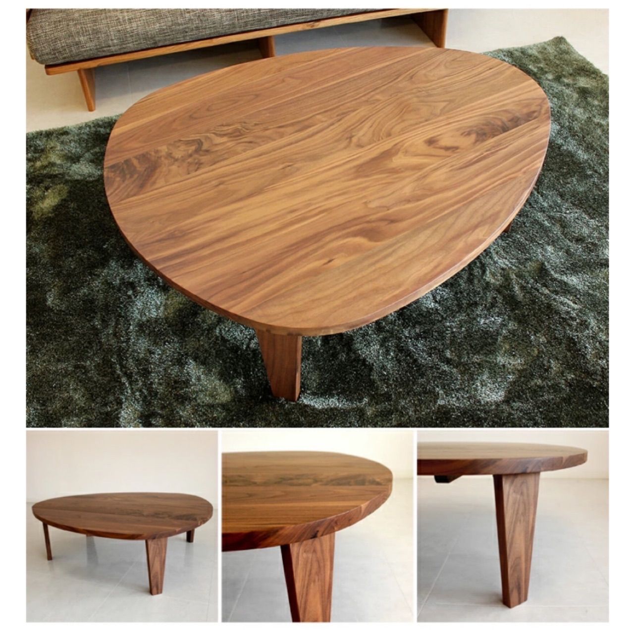 ウォールナット無垢のテーブル 卵型テーブル リビングテーブル 日本製