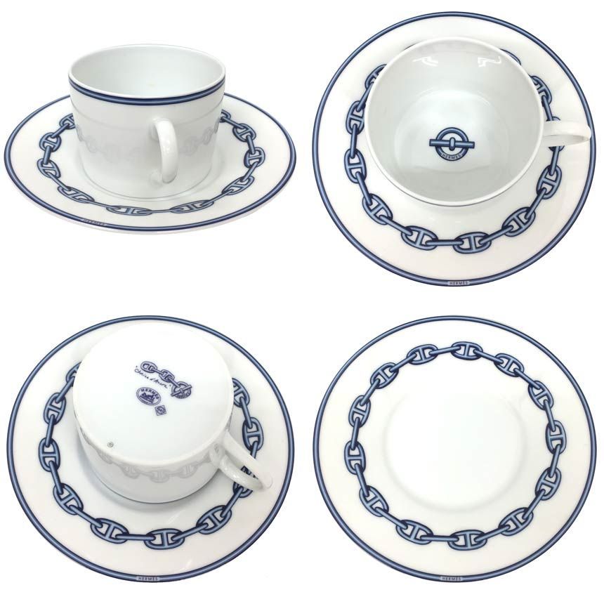 HERMES エルメス シェーヌダンクル カップ＆ソーサ ペア Chaine d