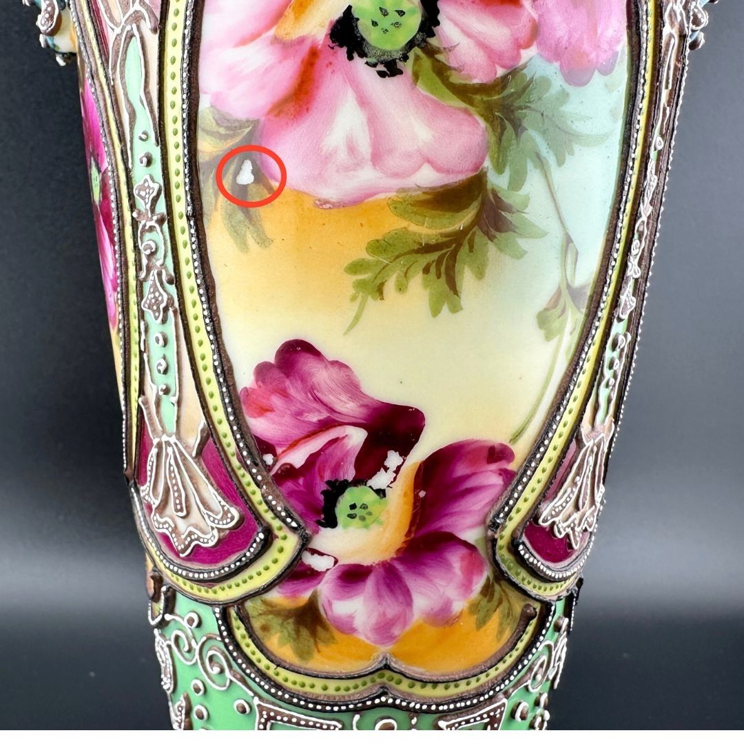 希少】初期オールドノリタケ 花瓶 マルキ印 明治期 里帰りアンティーク