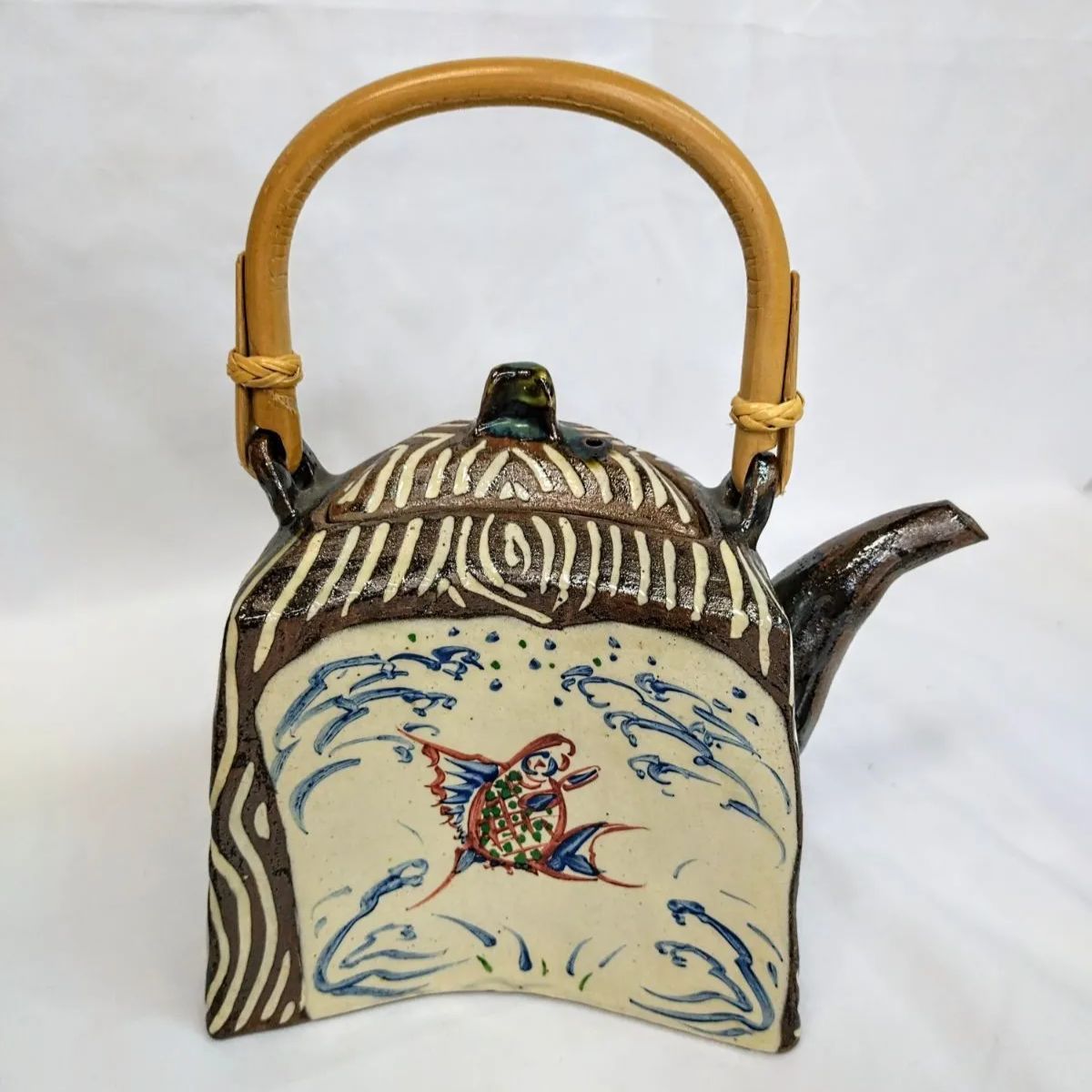 ♥【小橋川弘・沖縄酒器2点セット販売】壷屋焼 泡瓶 三日月形 沖縄 酒