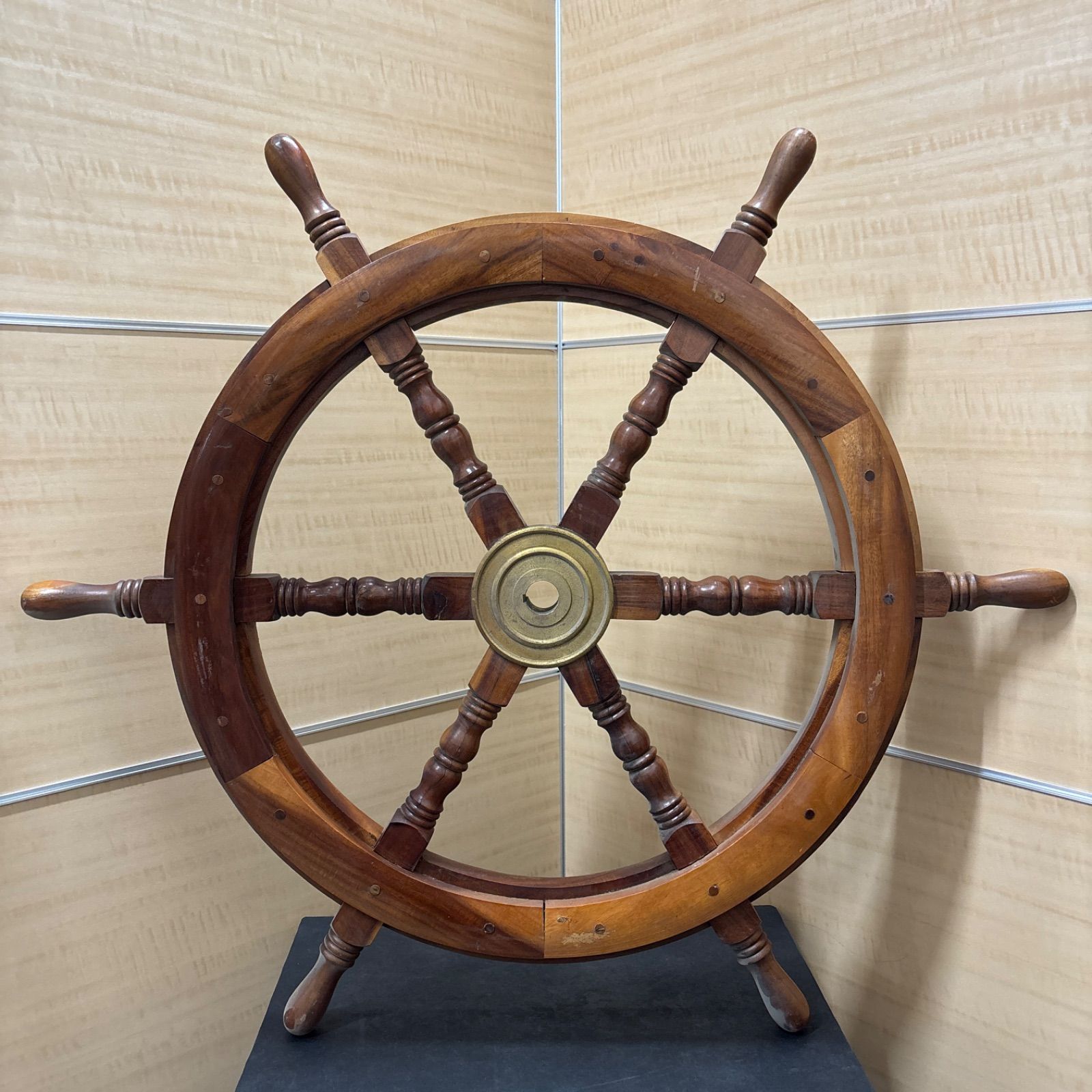 操舵輪 船舶 木製 船舵 ハンドル かじ ヴィンテージ マリン