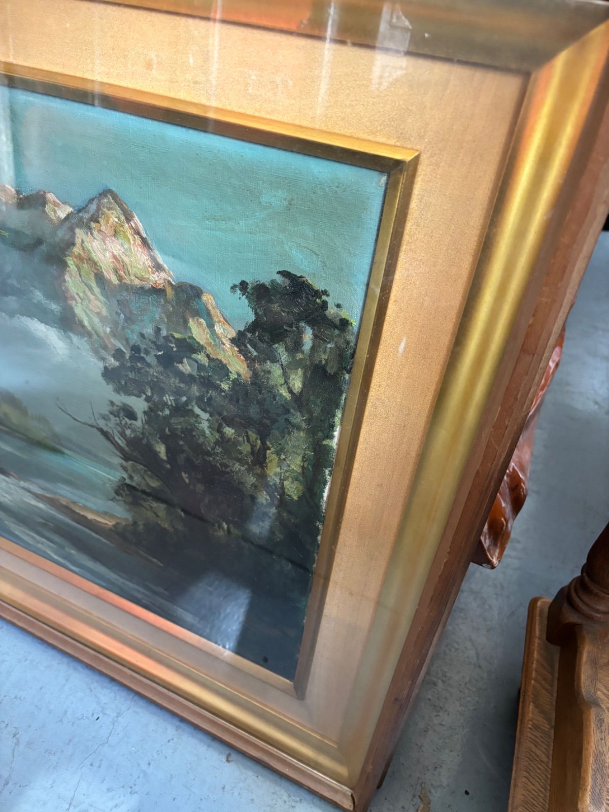 絵画 油彩 油絵 風景画 額縁付き 2段構造額縁 山水 - メルカリ