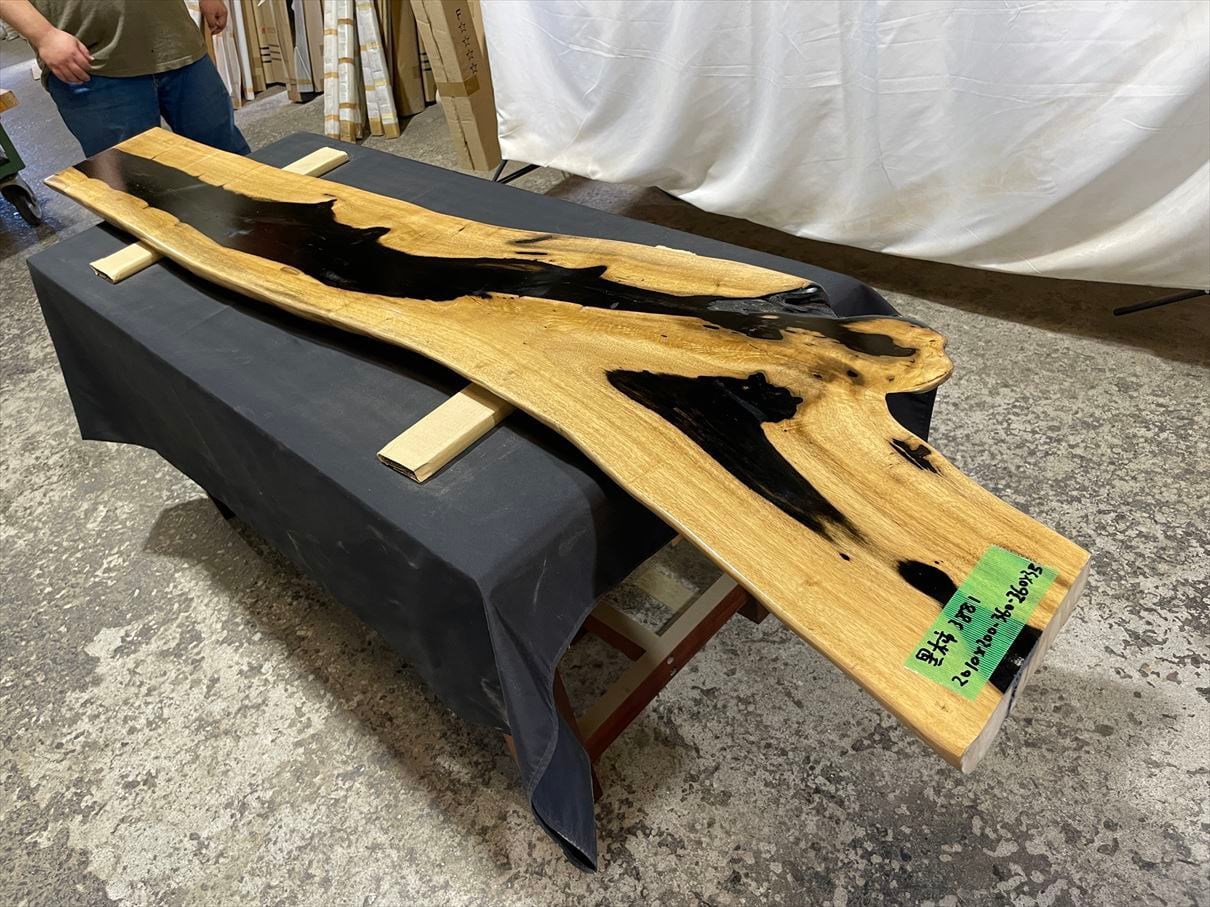 黒柿3881 柿 クロガキ 一枚板無垢 乾燥材 2010x200-360-260x35mm