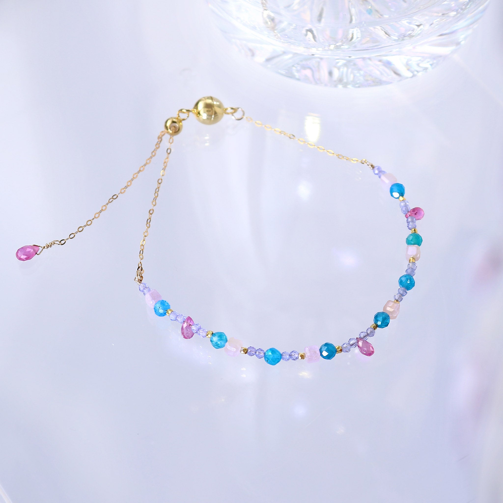 アパタイト＆サファイア ラインブレスレット | 天然石 Silver925 14KGF