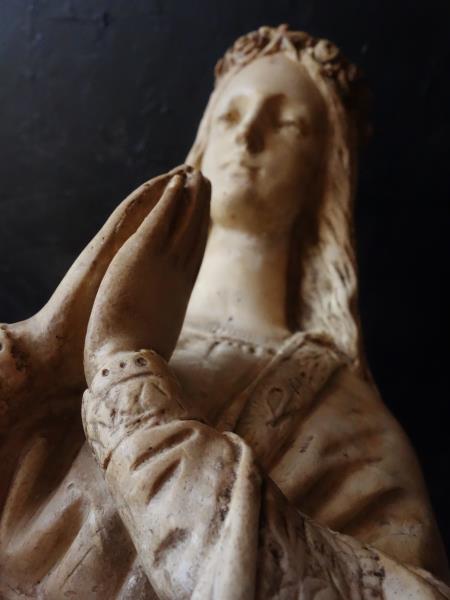 フランスアンティーク亭ベルエポック 花冠の聖母マリア 石膏像