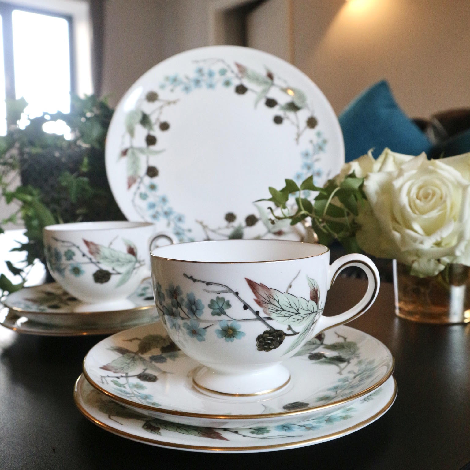 売り切れ)[ウェッジウッド] スプリングモーニング トリオ2客＆ケーキ