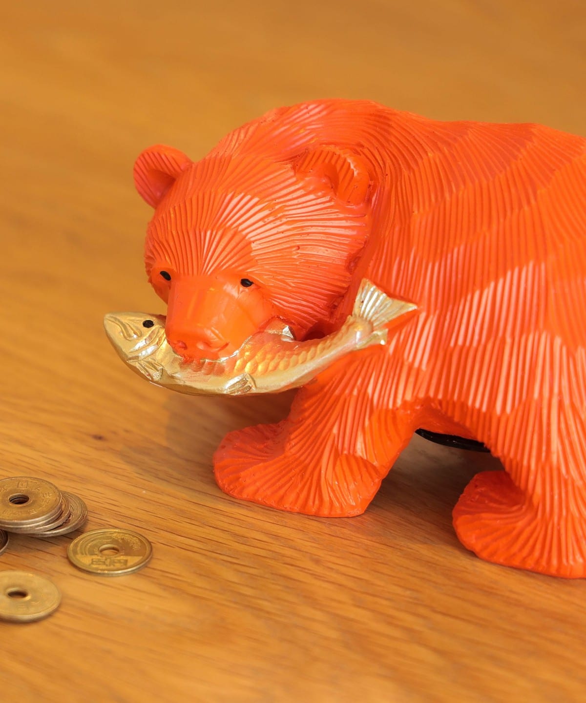 BEAMS JAPAN（ビームス ジャパン）【別注】鮭熊 貯金箱 橙（インテリア