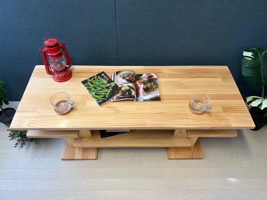 送料無料】 ローテーブル 木組みたっぷり収納 120cm 45cm パイン