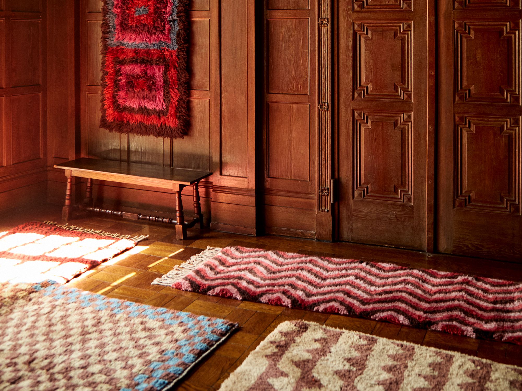 Massif Sahara Brown + Oxblood - Beni Rugs