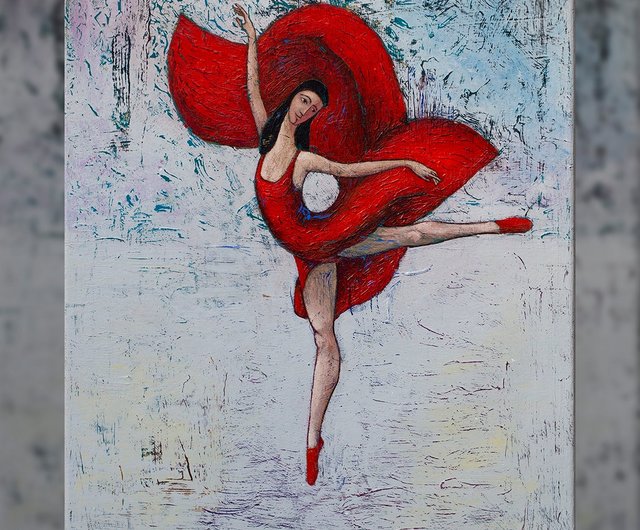 ロシア 抽象芸術 キャンバスにアクリル絵の具 オリジナル絵画 赤い