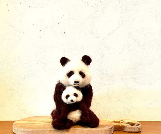 羊毛フェルト パンダ親子 大 yottymikan | 編み物/刺繍/羊毛フェルト