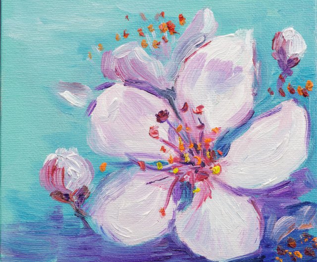 送料無料 10%OFF】ロシア 桜 油絵 桜 オリジナルアート 小花 ウォール