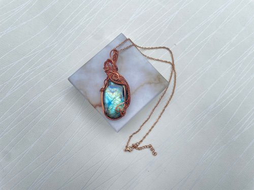 220924 wire wrapping ラブラドライト 銅線 ワイヤーラッピング