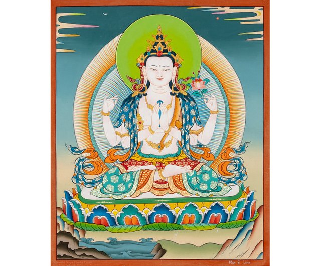 送料無料 50%OFF】ネパール 四臂の観音タンカ | 高品質な観音アート