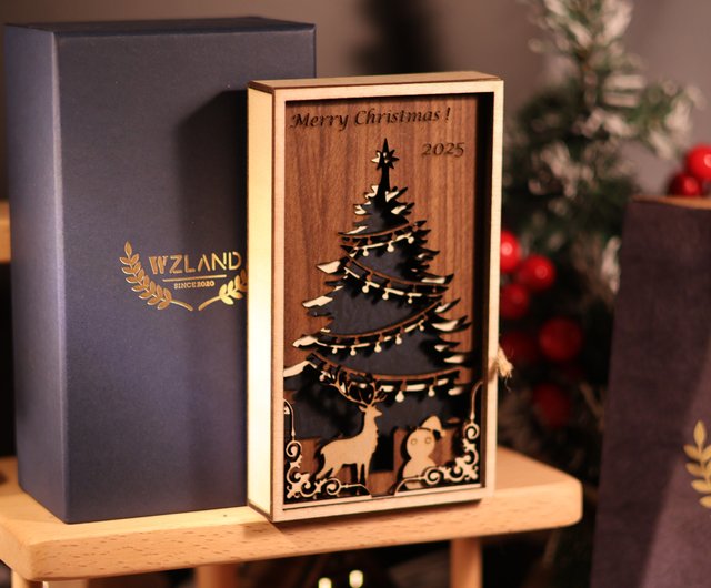 台湾 Wzland クリスマスカード/グリーティングカード/立体カード/木製