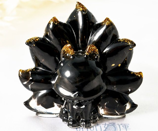 12%OFF】台湾 青鋼エネルギー 九尾の狐 妖精・黒曜石（聖別含む