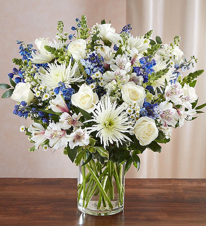 Sincerest Sorrow™ Blue & White Sympathy Flowers