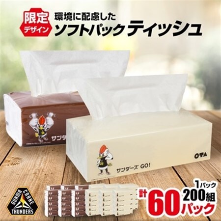 群馬クレインサンダーズ応援ソフトパックティッシュ 400枚(200組)×60