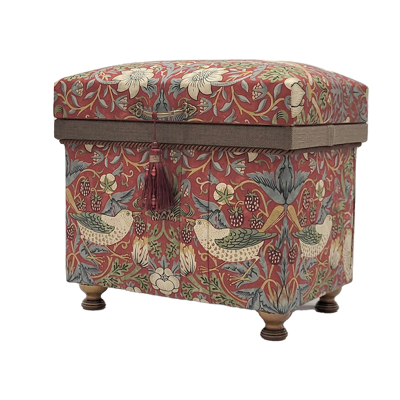 インテリア茶箱10K William Morris 「Strawberry Thief」Red