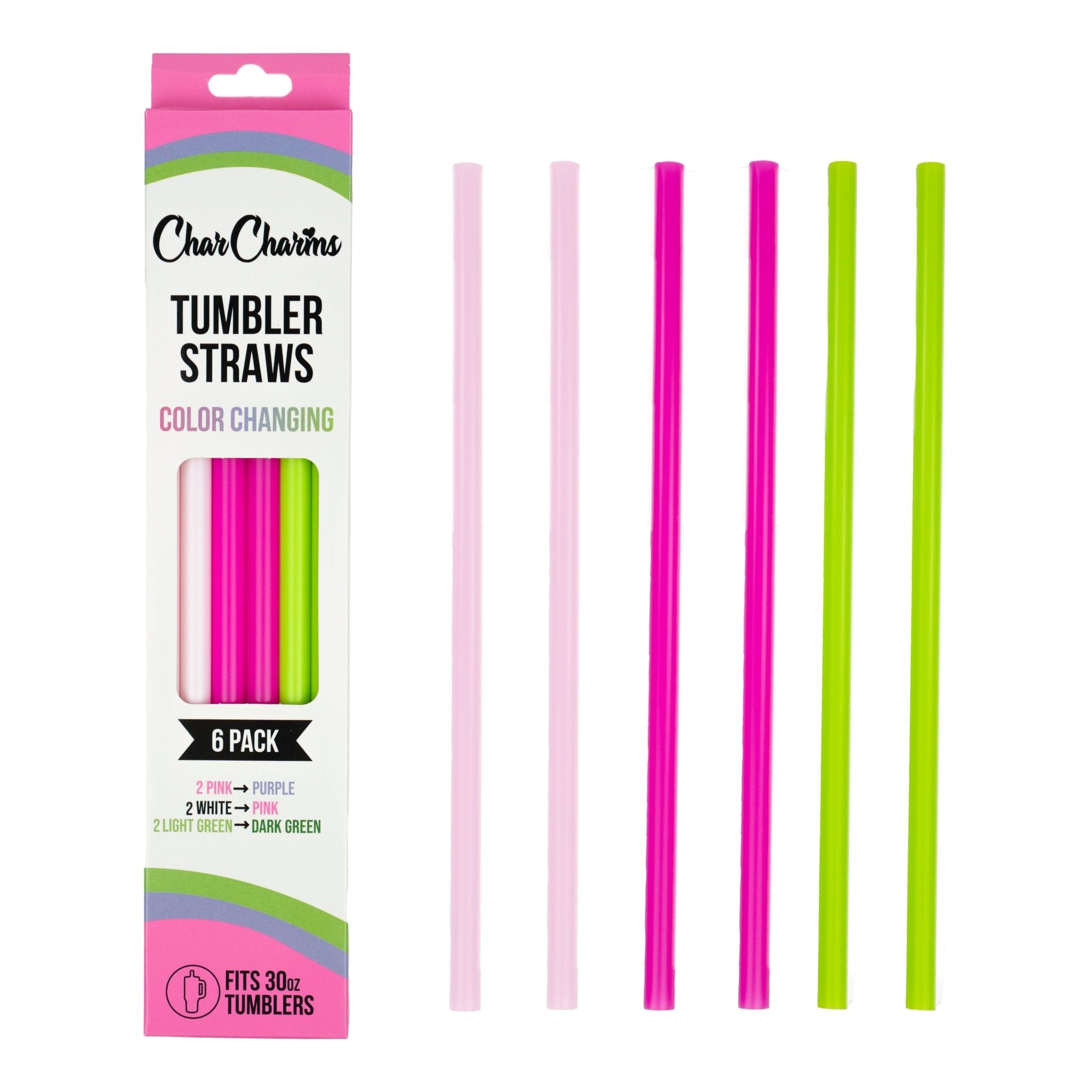 30oz Color-Changing Tumbler Straws | Reusable Magic Straws for