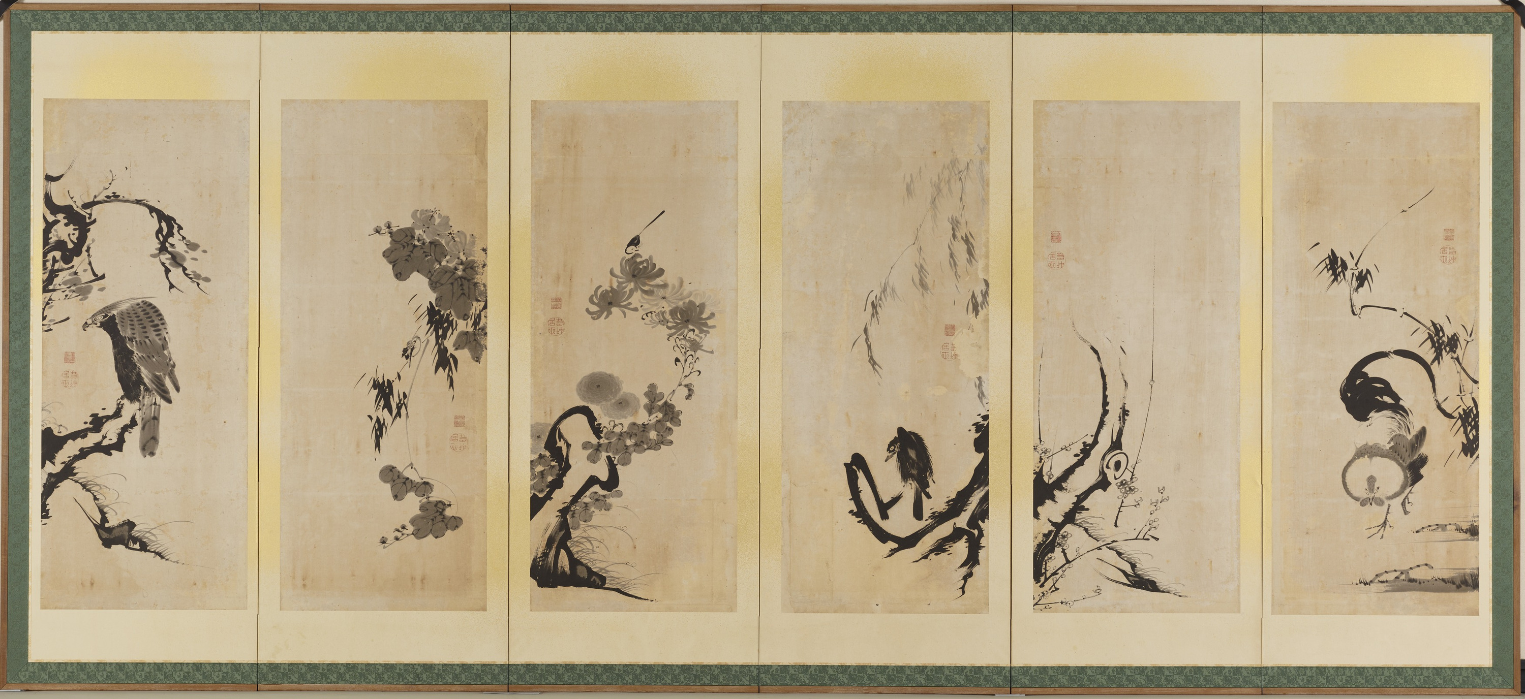 九州国立博物館 | 収蔵品ギャラリー | 花鳥図押絵貼屏風