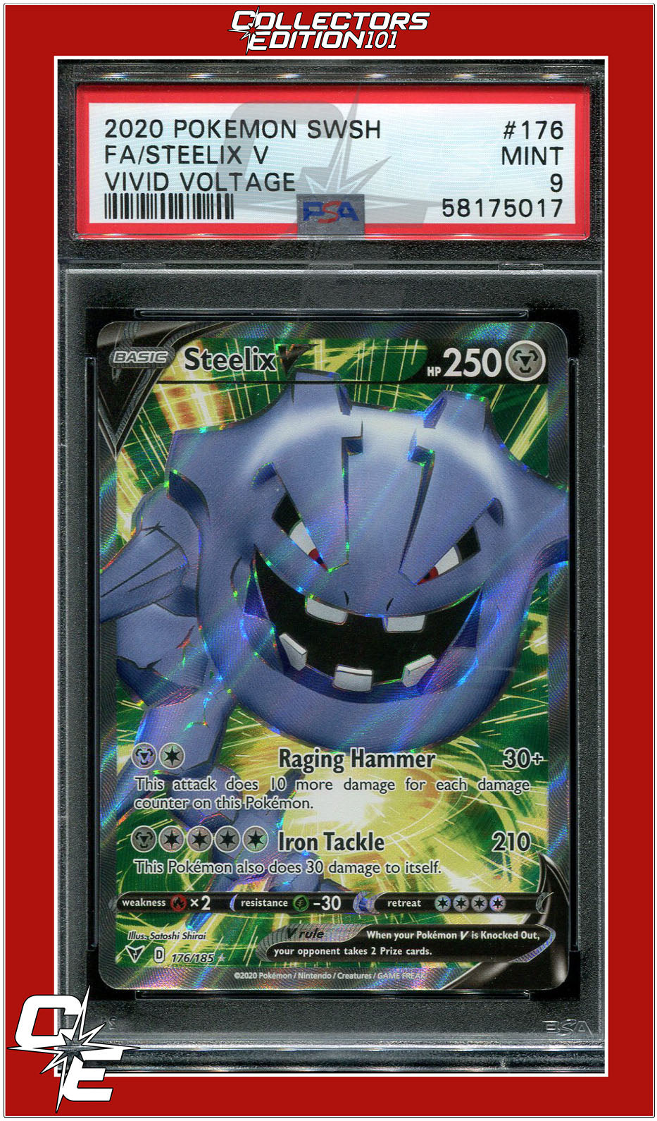 Vivid Voltage 176 Full Art Steelix V PSA 9 | Collectors Edition 101