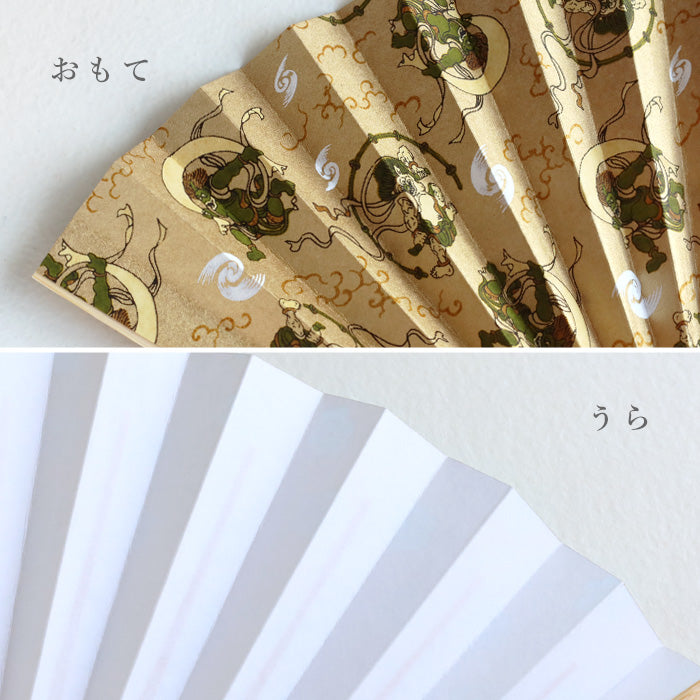 京都 尚雅堂 友禅 和紙 扇子 風神雷神 [SGD-FAN-FUJIN] メンズ