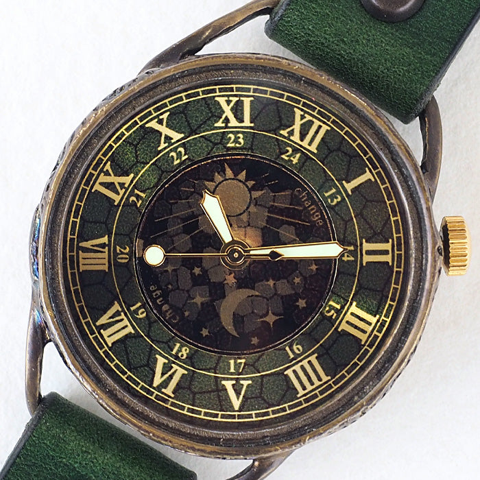 KINO(キノ) 手作り腕時計 チェンジワールド SUN＆MOON グリーン [L-13